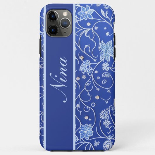 Coques Case-Mate iPhone Motif floral bleu, bleu clair (Dos)