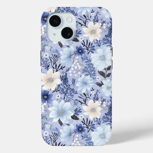 Coques Case-Mate iPhone Motif floral bleu clair (Verso)