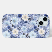 Coques Case-Mate iPhone Motif floral bleu clair (Verso (horizontal))