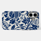 Coques Case-Mate iPhone Motif floral bleu complexe sur fond clair (Verso (horizontal))