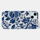 Coques Case-Mate iPhone Motif floral bleu complexe sur fond clair (Verso (horizontal))