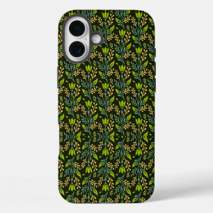 Coques iPhone 16 Plus Motif floral bleu et beige sophistiqué