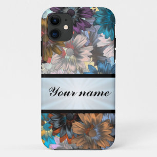 Coque iPhone 11 Motif floral bleu et marron