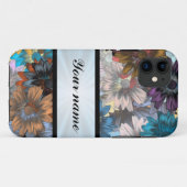 Coques Case-Mate iPhone Motif floral bleu et marron (Dos (Horizontal))