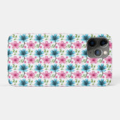 Coques Case-Mate iPhone Motif floral bleu et rose  (Dos (Horizontal))