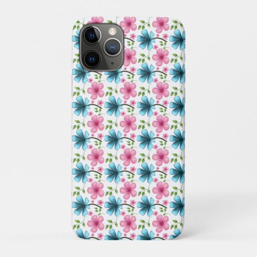 Coques Case-Mate iPhone Motif floral bleu et rose  (Dos)