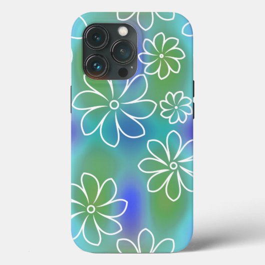 Coques Case-Mate iPhone Motif floral bleu et vert (Verso)