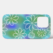 Coques Case-Mate iPhone Motif floral bleu et vert (Verso (horizontal))