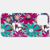 Coques Case-Mate iPhone Motif floral bleu et violet (Verso (horizontal))