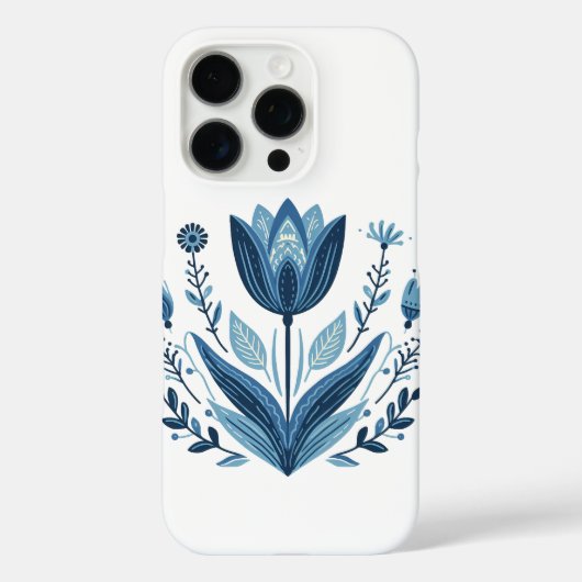 Coques Case-Mate iPhone Motif floral bleu folk (Verso)