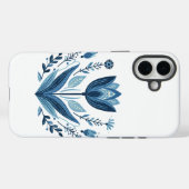 Coques Case-Mate iPhone Motif floral bleu folk (Verso (horizontal))