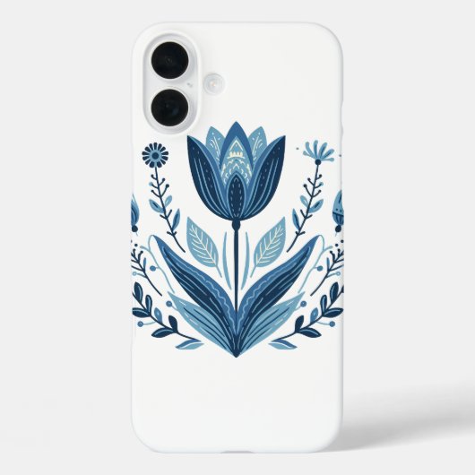 Coques Case-Mate iPhone Motif floral bleu folk (Verso)