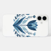 Coques Case-Mate iPhone Motif floral bleu folk (Verso (horizontal))