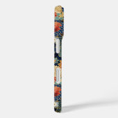 Coques Case-Mate iPhone Motif floral bleu japonais monogrammé (Verso / Droite)
