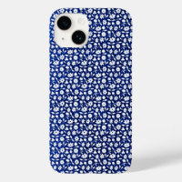 Motif floral bleu marine et blanc