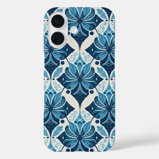 Coques Case-Mate iPhone Motif floral boho élégant en bleu (Verso)
