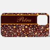 Coques Case-Mate iPhone Motif floral brun orange (Verso (horizontal))
