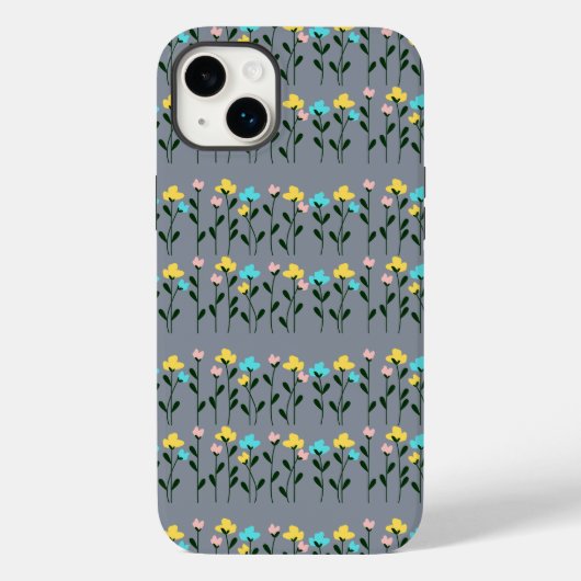 Coques Case-Mate iPhone Motif floral chic Monogramme gris (Verso)