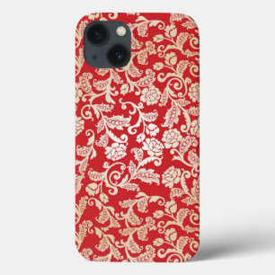 iPhone 13 Coque Motif floral d'arrière - plan de damassé