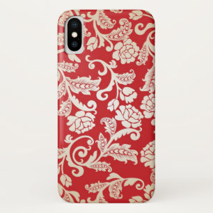 Coques Pour iPhone Motif floral d'arrière - plan de damassé