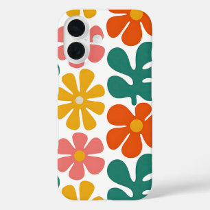 Coques iPhone 16 Motif floral d'art folklorique groovy rétro des an
