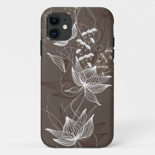Coques Pour iPhone Motif floral de brun foncé