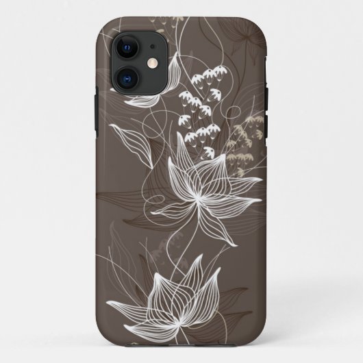 Coques Case-Mate iPhone Motif floral de brun foncé (Dos)