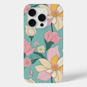 Coque iPhone 15 Pro Motif floral de couleur pastel