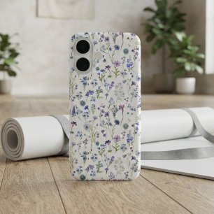 Coques iPhone 16 Motif floral de fleurs sauvages aquarelle bleu vio