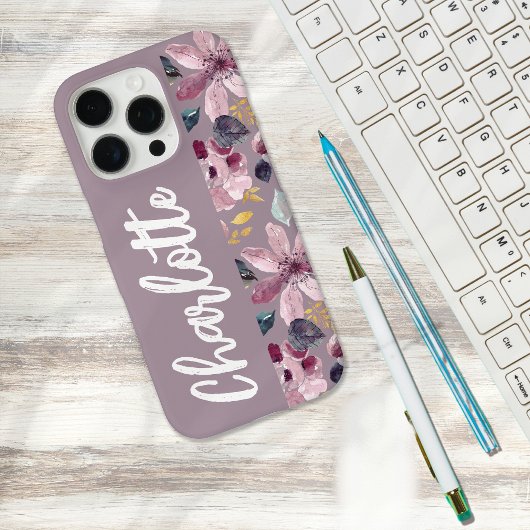Coques Case-Mate iPhone Motif floral de lilas monogramme