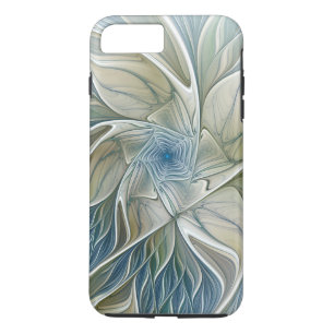 Case-Mate iPhone Case Motif floral de rêve Abstrait bleu kaki fractal
