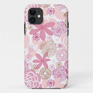 Coque iPhone 11 Motif floral de rose et de brun