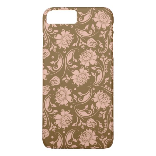 Coques Case-Mate iPhone Motif floral de rose et de brun (Dos)