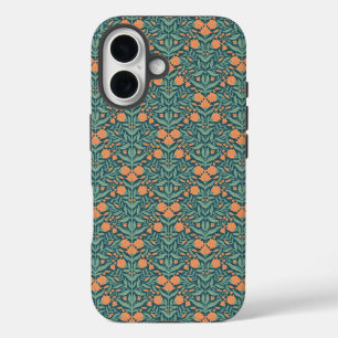 Coques iPhone 16 Motif floral de style Art nouveau orange semblable