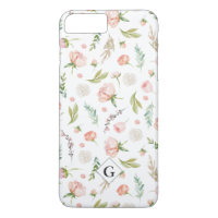 Motif floral d'été rose | Monogramme