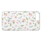 Coques Case-Mate iPhone Motif floral d'été rose | Monogramme (Dos (Horizontal))