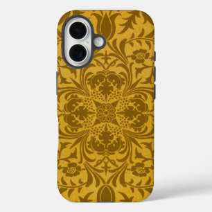 Coques iPhone 16 Motif floral doré orné avec symétrie