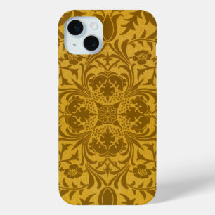 Coque iPhone 15 Mini Motif floral doré orné avec symétrie