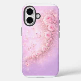 Coques iPhone 16 Motif floral doux – Roses roses tendres avec