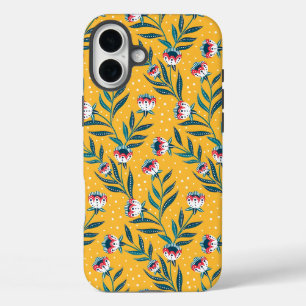 Coques iPhone 16 Plus Motif floral élégant avec des points et des feuill