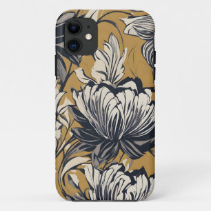 Case-Mate iPhone Case Motif floral élégant noir et blanc sur fond doré m