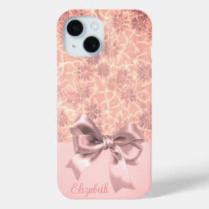Coque Pour iPhone 15 Motif floral élégant vintage avec noeud