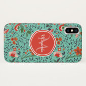 Coques Case-Mate iPhone Motif floral en Monogramme Turquoise et orange et  (Dos (Horizontal))