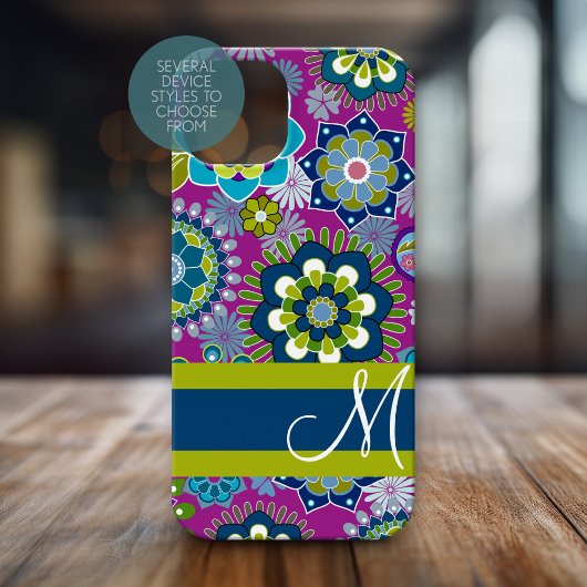 Coques Case-Mate iPhone Motif floral fillette avec Monogramme
