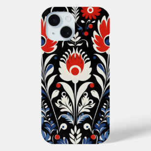 Coque Pour iPhone 15 Motif Floral Folklorique