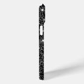 Coques Case-Mate iPhone Motif floral foncé noir pourpre croquis Monogramme (Verso / Droite)