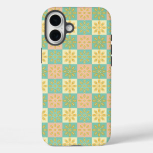 Coques iPhone 16 Plus Motif floral géométrique en motif continu