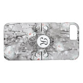 Coques Case-Mate iPhone Motif floral gris blanc élégant (Dos (Horizontal))