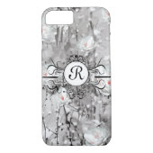 Coques Case-Mate iPhone Motif floral gris blanc élégant (Dos)
