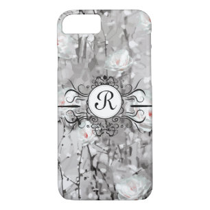 Case-Mate iPhone Case Motif floral gris blanc élégant